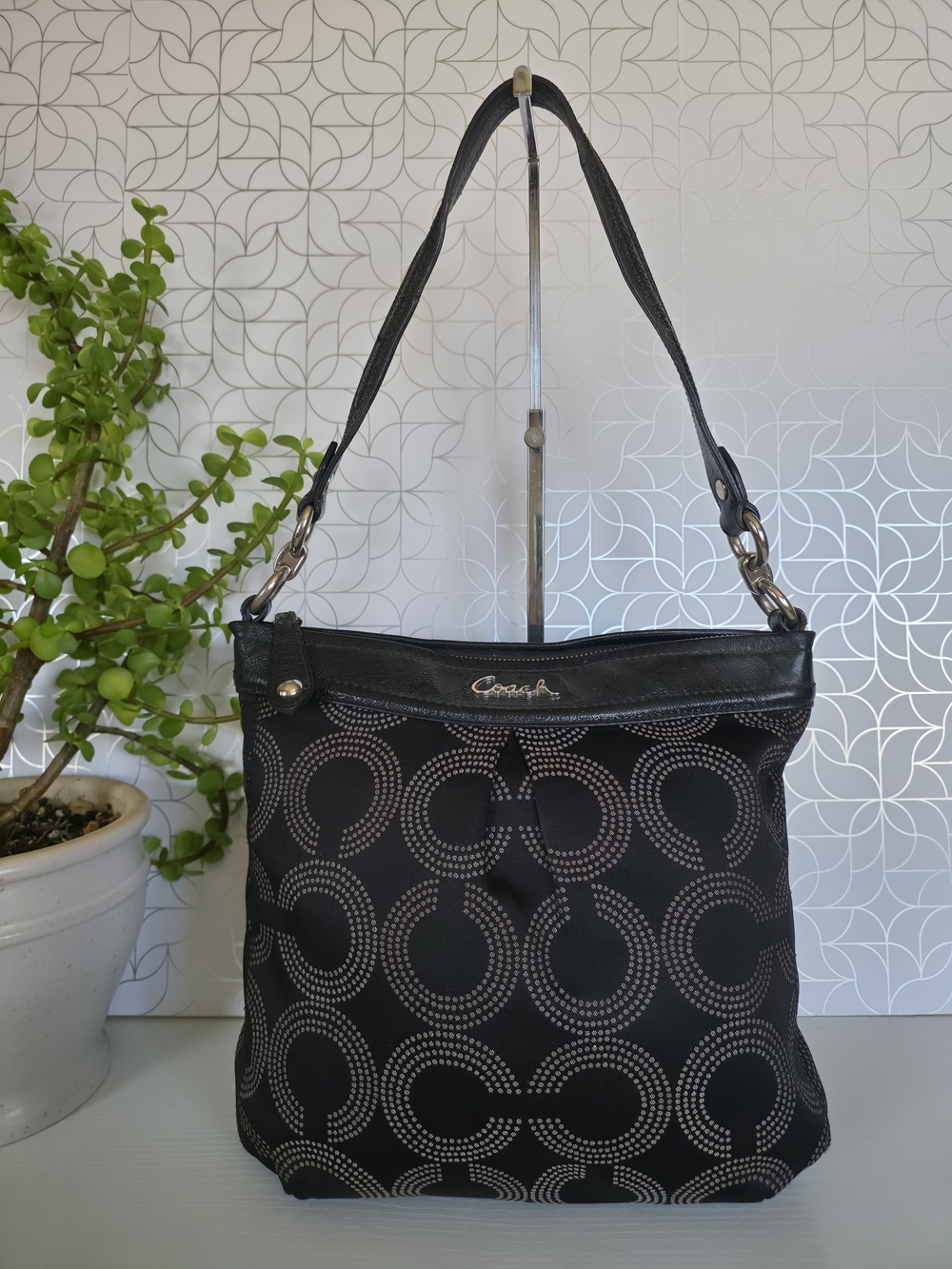 Coach Ashley Dotted Op Art Shoulder Bag